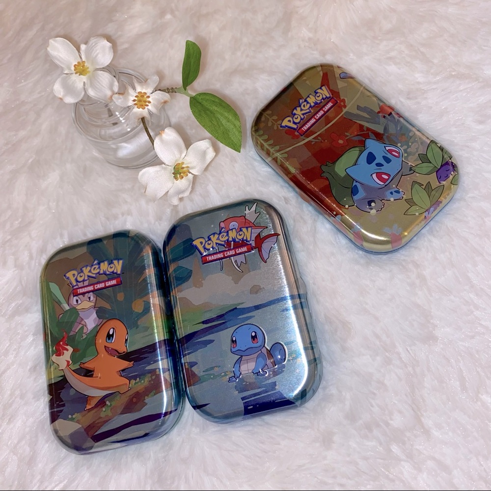 nintendo | pokemon tins with cards and coins · · · nwot